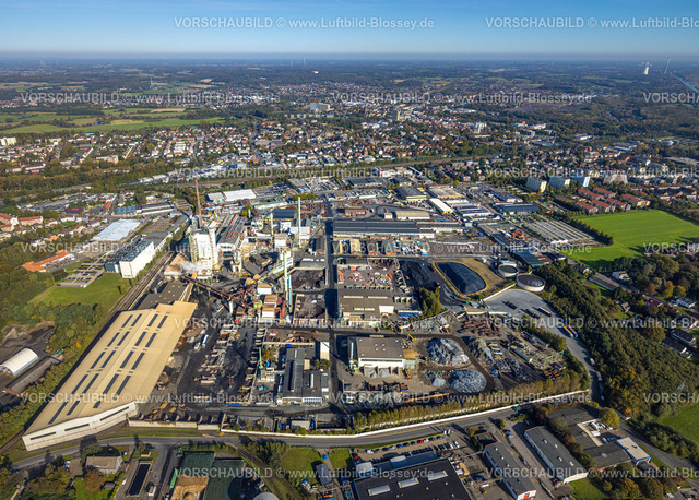 Luenen241012066 | Luftbild, Aurubis AG Kupferhütte und Kupferrecycler, Ortsansicht mit Blick zur Innenstadt, Fernsicht, Gahmen, Lünen, Ruhrgebiet, Nordrhein-Westfalen, Deutschland