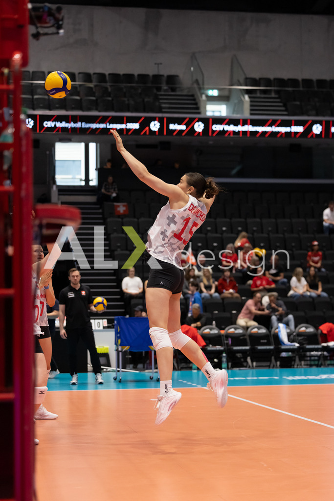 Georgia v Switzerland - CEV European League Women | KRIENS, SWITZERLAND - JUNE 12: ALIX DE MICHELI of Switzerland during the CEV European League match between Georgia and Switzerland at Pilatus Arena on June 12, 2026 in Kriens, Switzerland. - Realisiert mit Pictrs.com