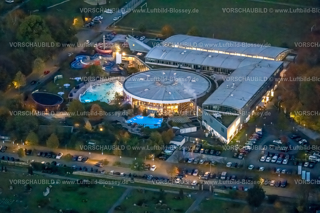 Hamm231103793Nacht | Luftbild, Nachtaufnahme, Maximare Erlebnistherme Bad Hamm GmbH mit Badegästen, Mitte, Hamm, Ruhrgebiet, Nordrhein-Westfalen, Deutschland