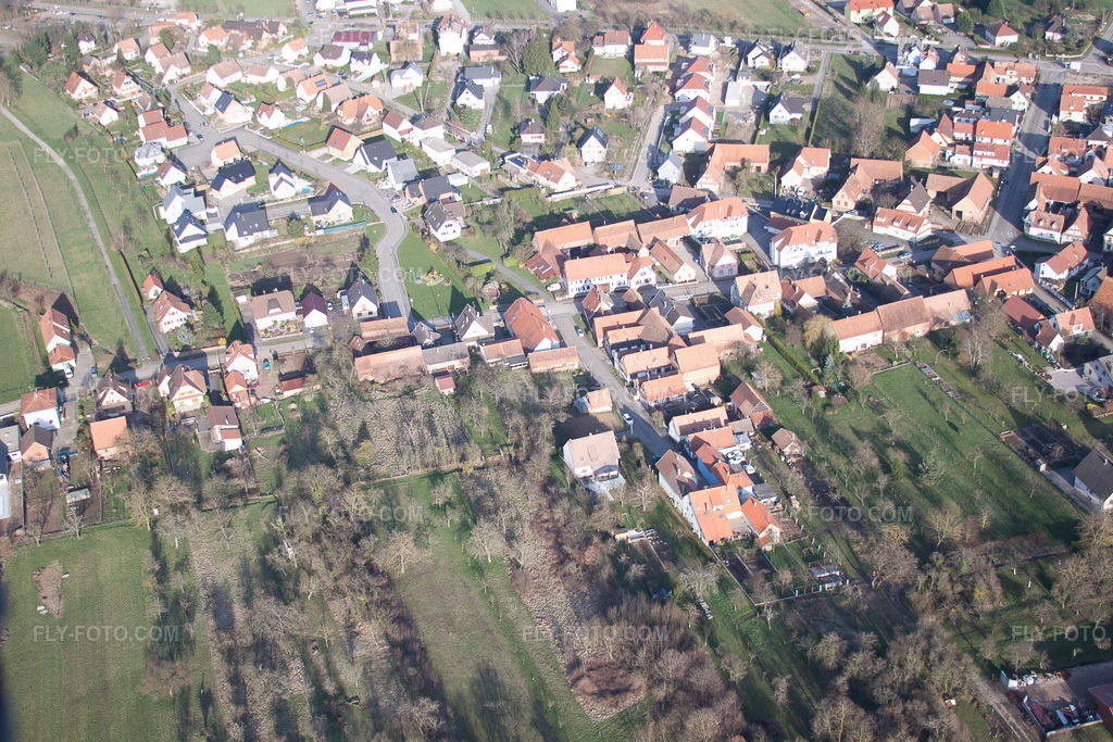 Aerial view: View of the town in Morsbronn-les-Bains in the state Bas-Rhin, France.Photo: IMG_38709.jpg taken on 03/20/2011 by Werner Riehm/FLY-FOTO.comResolution of the original: 4752 x 3168 px