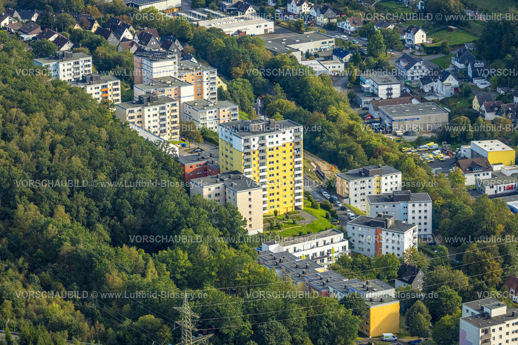 Siegen230912057 | Luftbild, HochhausSiedlung Wohnpark Wildrosenallee, Langenholdinghausen, Siegen, Siegerland, Nordrhein-Westfalen, Deutschland