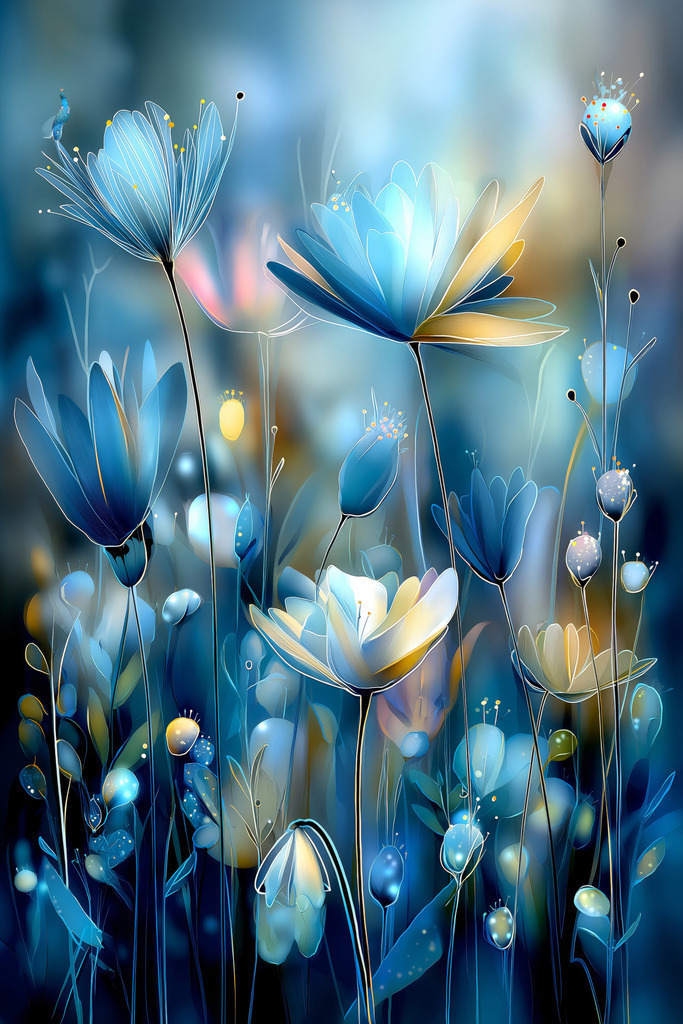 2510003 - Verträumte Blumenwiese | Blumenwiese in einem magisch-verträumten Look. Ein florales Motiv als hochwertiger Kunstdruck. Wähle Ausführung und Format direkt 