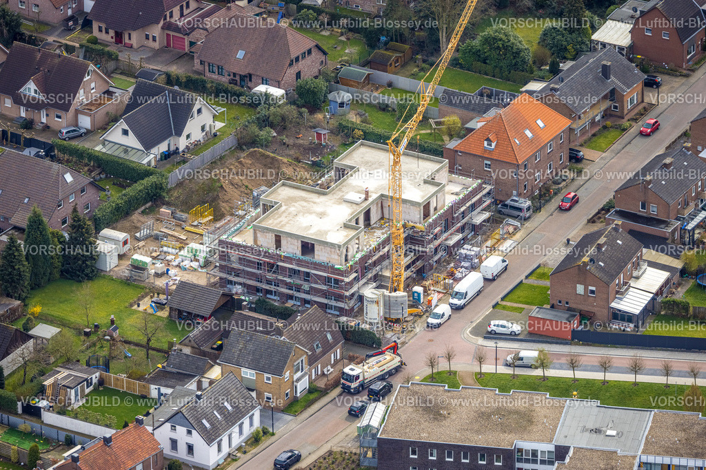 Emmerich230300497 | Luftbild, Baustelle und Neubau an der Sandstraße, Elten, Emmerich am Rhein, Niederrhein, Nordrhein-Westfalen, Deutschland