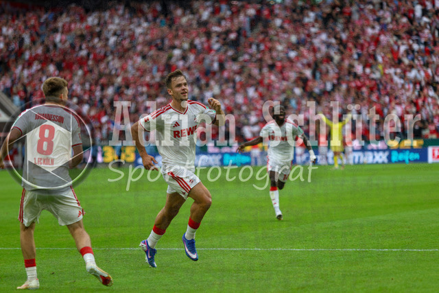 29.08.2026, GER, Fussball, Herren, Bundesliga , 1. Bundesliga, Saison 2026/2027, 1. FC Köln - TSG 1899 Hoffenheim | Thijs Dallinga (KOE) Torjubel, jubelt nach seinem Treffer zum 3:2