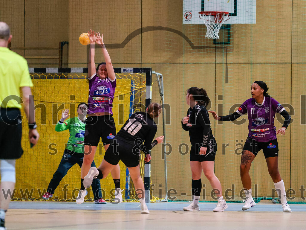 2024-01-27_026_SpVgg_Altenerding_gegen_HSG_Schwab-kirchen | Erding, Deutschland, 27.01.2024:
Handball, Bezirksoberliga Frauen Altbayern 2023 / 2024, 12. Spieltag, SpVgg Altenerding gegen HSG Schwab/kirchen, Endergebnis: 39:28

Torfrau Anna-Lena Schmitt (SpVgg Altenerding, #99), Johanna Hecht (HSG Schwab/kirchen, #10), Nikayla Alston (SpVgg Altenerding, #11)

Foto: Christian Riedel / fotografie-riedel.net