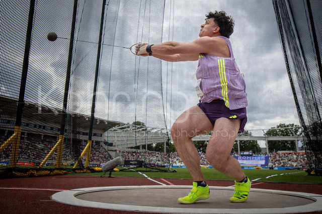 Golden Oval; Dresden, 31.05.2026 | DRESDEN , GERMANY - MAY 31:  Merlin Hummel (GER / Germany) competes in the hammer throw during the Golden Oval Continental Tour Silver meeting on May 31, 2026 at Heinz-Steyer-Stadion in Dresden, Saxony, Germany.