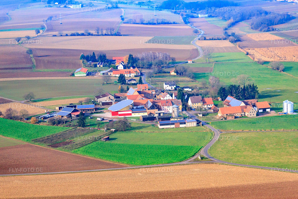 Luftbild: Ortsansicht von Osten im Ortsteil Deutschhof in Kapellen-Drusweiler im Bundesland Rheinland-Pfalz in Deutschland.Foto: IMG_35568.jpg vom 20.11.2010 durch Werner Riehm/FLY-FOTO.deAuflösung des Originals: 4547 x 3031 px
