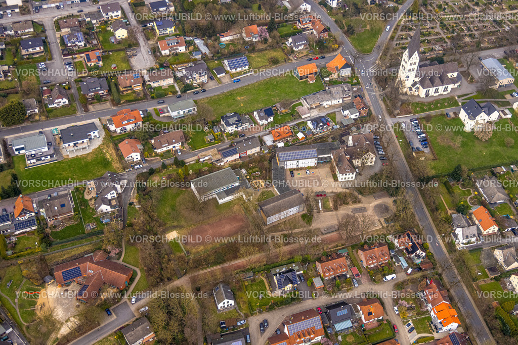 Wickede240308076 | Luftbild, Engelhardschule Grundschule und kath. Pfarrkirche Sankt Antonius v. Padua, Wickede/Ruhr, Nordrhein-Westfalen, Deutschland