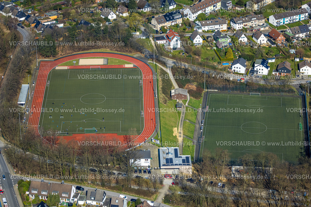 Heiligenhaus240302097 | Luftbild, Fußballstadion und LeichtathletikStadion Am Sportfeld, SSVg 09/12 Heiligenhaus e. V., Isenbügel, Heiligenhaus, Ruhrgebiet, Nordrhein-Westfalen, Deutschland