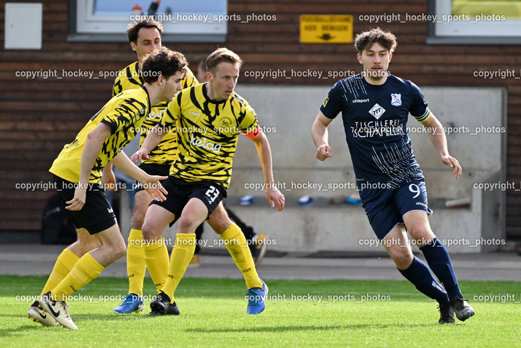 FC Faakersee vs. FC Dölsach | #9 Philipp Hochegger FC Dölsach, #16 Tobias Felix Waldner FC Faakersee, #23 Roman Adunka FC Faakersee, FC Faakersee vs. FC Dölsach, FC Faakersee vs. FC Dölsach am 20.04.2025 in Finkenstein (Sportplatz Finkenstein), Austria, (Photo by Bernd Stefan)