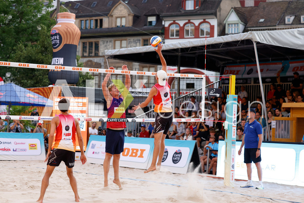 Obi BeachTour 2026 - Basel | BASEL, SWITZERLAND - JULY 18: TINKO SCHNEGG (SUI) during the Obi BeachTour 2026 match between MASSEREY / SCHNEGG (SUI) and BREER / KÄLIN (SUI) at Barfüsserplatz on July 18, 2026 in Basel, Switzerland. - Realisiert mit Pictrs.com