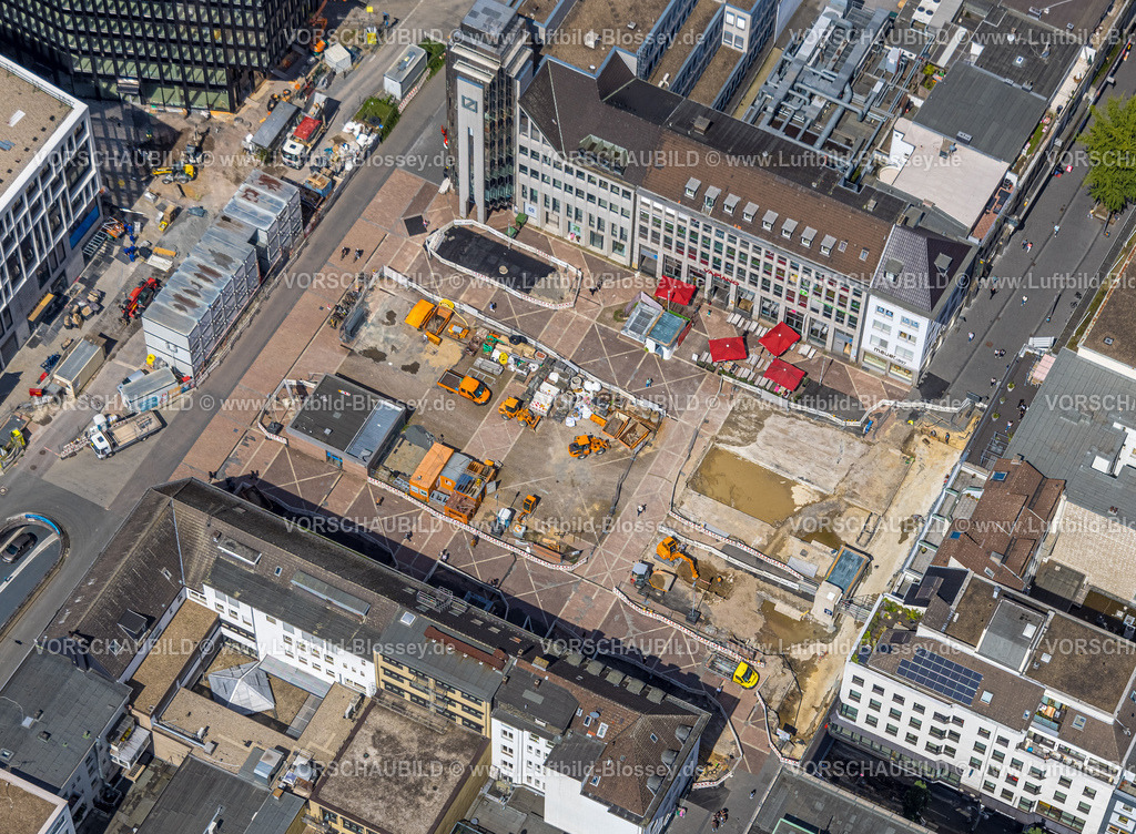 Bochum230802413 | Luftbild, Husemann Platz Baustelle und Umbau, Gleisdreieck, Bochum, Ruhrgebiet, Nordrhein-Westfalen, Deutschland