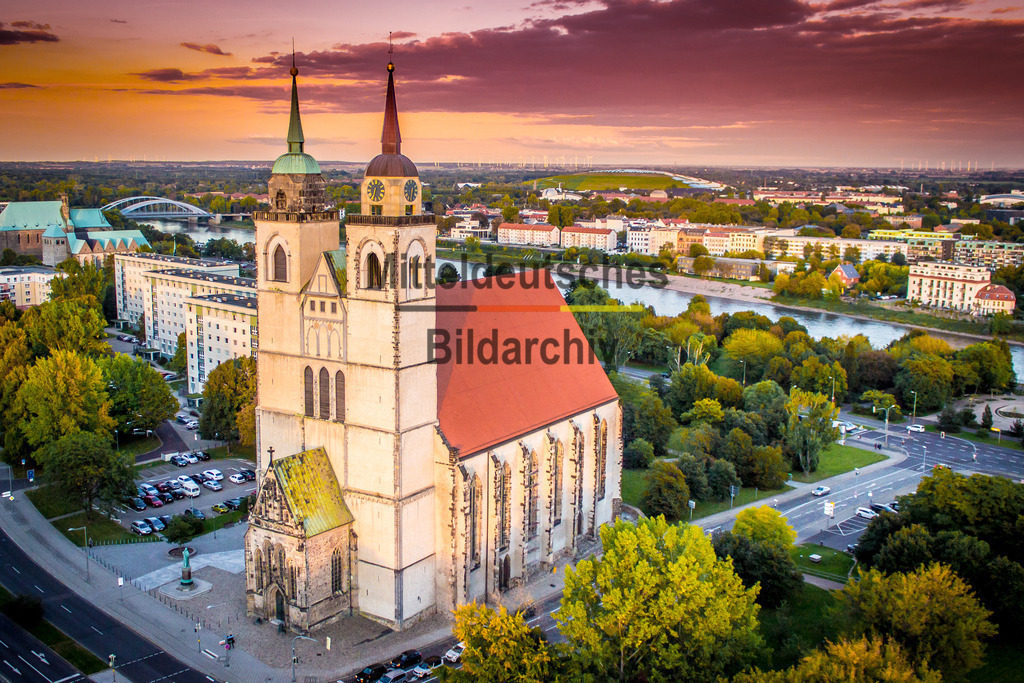 Luftbild Magdeburg Johanniskirche Sonnenuntergang NEU-2580 | Johanniskirche - Realisiert mit Pictrs.com