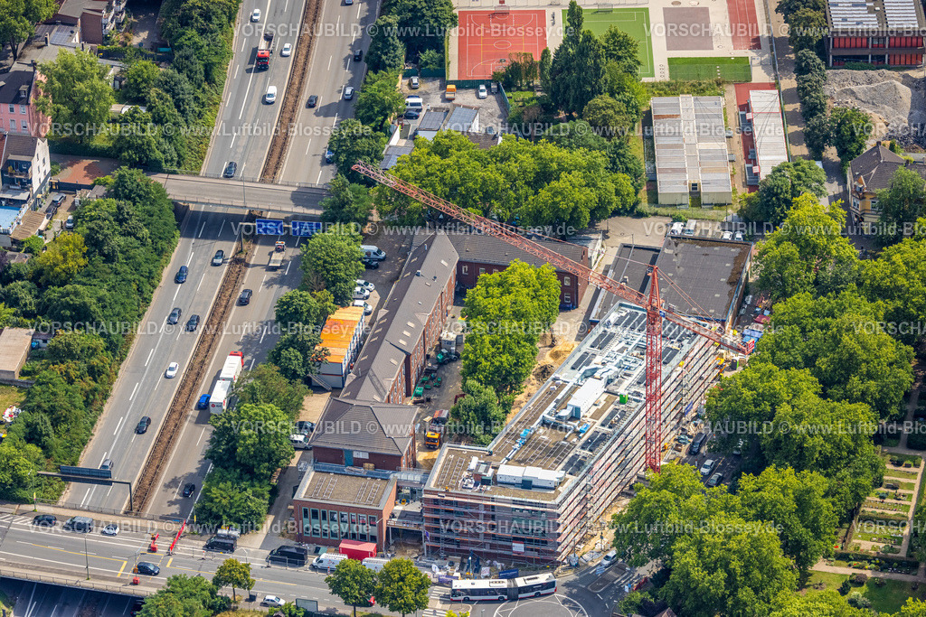 Duisburg250705706Nord | Luftbild, Baustelle ErweiterungsNeubau an der Abteischule Grundschule, Alt-Hamborn, Duisburg, Ruhrgebiet, Nordrhein-Westfalen, Deutschland