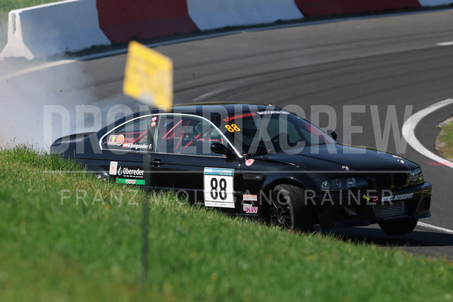 FIA European Hill Climb Championship – Rechberg 2026    | FIA European Hill Climb Championship at Rechberg, held from 24 to 26 April 2026 near Tulwitz, Styria, Austria. The image shows Florian KÖNIGSEDER (AUT) BMW E46 Turbo, drift and crash.     