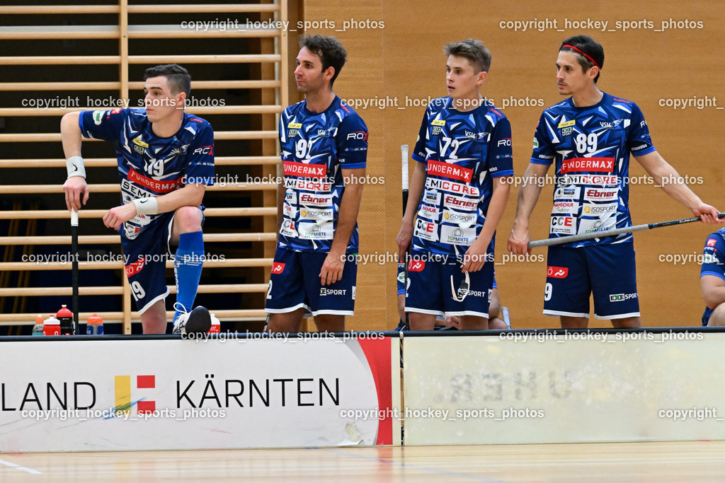 VSV Unihockey vs. Dunai Krokodilok 9.9.2023 | #19 Philipp Seiser, #92 Ingolf Gunnar Natmessnig, #72 Kilian Kronig, #89 Robert Rauter, Spielerbank VSV Unihockey