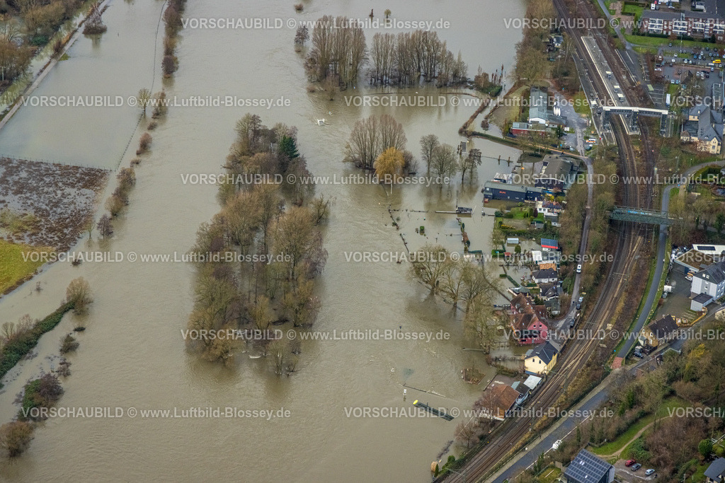 Bochum231202486Ruhr | Luftbild, Ruhrhochwasser, Weihnachtshochwasser 2023, starke Regenfälle,  Dahlhausen, Bochum, Ruhrgebiet, Nordrhein-Westfalen, Deutschland