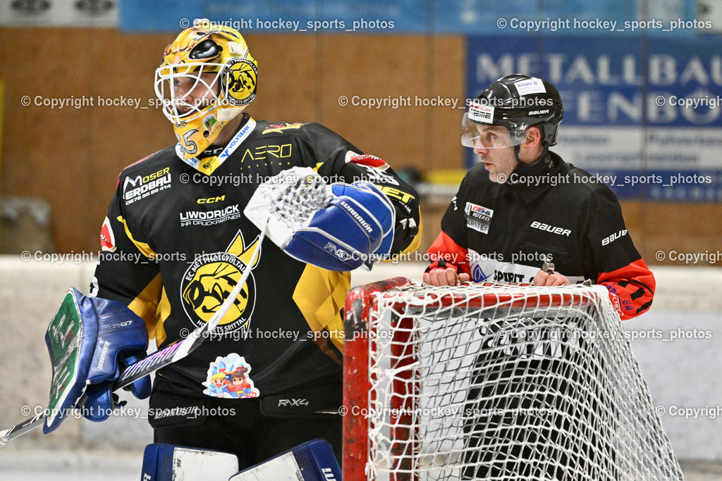 EC MET PHOTOVOLTAIK HORNETS SPITTAL vs. EV ZELTWEG MURTAL LIONS | #35 Egger Luca EC Hornets Spittal, DREIER Alexander Referee, EC MET PHOTOVOLTAIK HORNETS SPITTAL vs. EV ZELTWEG MURTAL LIONS, EC MET PHOTOVOLTAIK HORNETS SPITTAL vs. EV ZELTWEG MURTAL LIONS am 08.02.2026 in Spittal an der Drau (Eissportzentrum Spittal), Austria, (Photo by Bernd Stefan)
