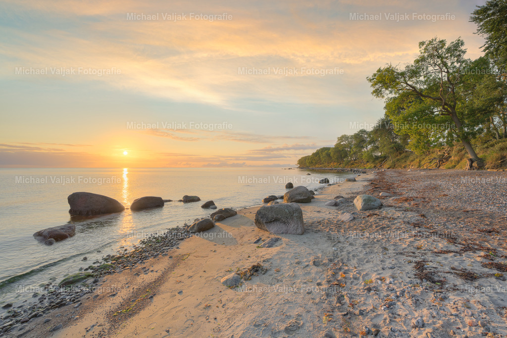 Steilküste Katharinenhof auf Fehmarn bei Sonnenaufgang | Wenn Sie die wilde und natürliche Schönheit der Ostsee erleben wollen, sollten Sie einen Ausflug zur Steilküste Katharinenhof machen. Dieser Küstenabschnitt ist geprägt von abgerutschten Bäumen und Felsbrocken, die dem Strand einen romantischen Charakter verleihen. Von hier aus haben Sie einen herrlichen Blick auf das Meer und können bei gutem Wetter einen spektakulären Sonnenaufgang beobachten. Die Steilküste ist Teil eines Naturschutzgebietes, das viele seltene Pflanzen und Tiere beherbergt. Sie können entlang der Küste wandern oder Rad fahren und die frische Seeluft genießen. - Realisiert mit Pictrs.com