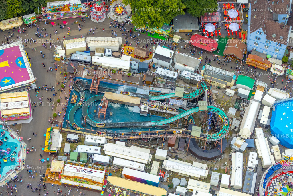 Herne220804040CrangerKirmes |  Luftbild, Cranger Kirmes in Herne-Crange, gut 50 Fahrgeschäfte laden auf das größte Volksfest in NRW ein, Unser Fritz, Herne, Ruhrgebiet, Nordrhein-Westfalen, Deutschland