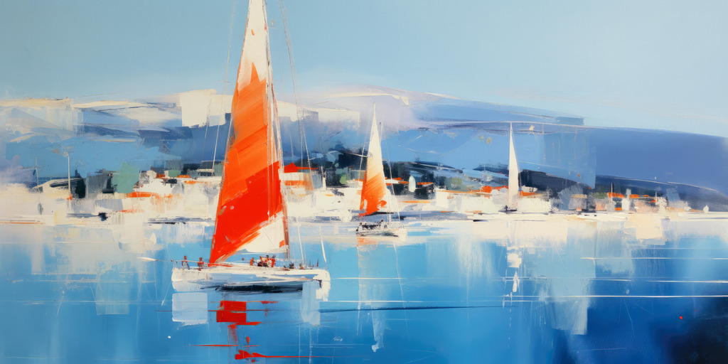 2307194 - Côte d’Azur | Segelboote an der Côte d’Azur, ein abstrakte Bildkomposition in leuchtenden Farben.