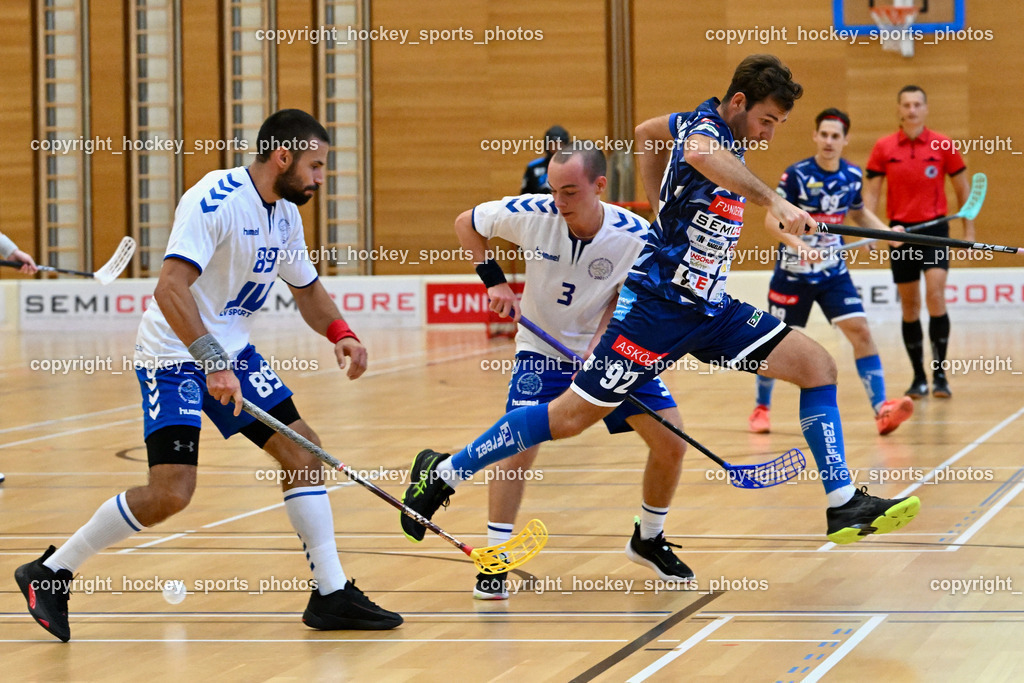 VSV Unihockey vs. Dunai Krokodilok 9.9.2023 | #89 Dénes Varga, #3 Donat Kiss, #92 Ingolf Gunnar Natmessnig