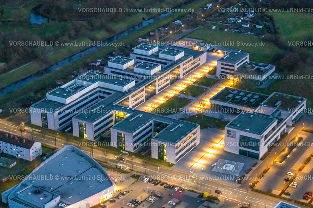Hamm230102976 | Luftbild, Hochschule Hamm-Lippstadt, Nachtaufnahme, Nachtflug, Mitte, Hamm, Ruhrgebiet, Nordrhein-Westfalen, Deutschland