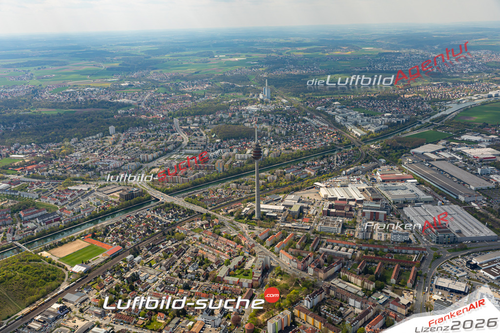 Das Luftbild zeigt Hohe Marter Kanal Nürnberg - Die Luftaufnahme wurde 2023 vom UL-Flugzeug aus erstellt ( keine Drohne ) - Hochauflösende Luftaufnahme - Für grossformatige Ausdrucke geeignet. Die Geschenkidee !Mit Lizenz und Bildrechte bestellbar
