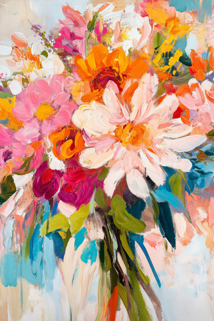 2412039 - Abstrakter Blumenstrauß | Ein Blumenstrauß im Stil eines modernen abstrakten Gemäldes.