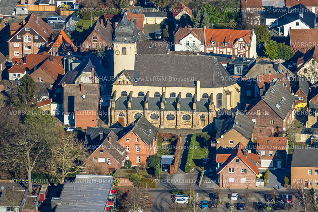 Selm230205352Bork | Luftbild, kath. St. Stephanus Kirche, Bork, Selm, Ruhrgebiet, Nordrhein-Westfalen, Deutschland