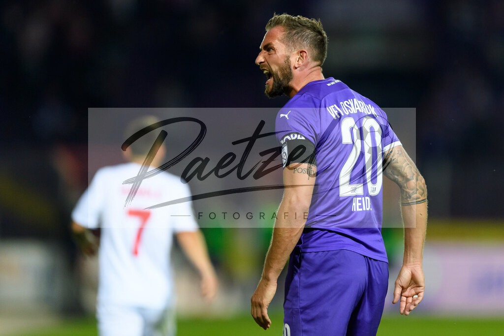 OSNVKO20210906_29 | Fussball, Herren: Marc Heider (VfL Osnabrueck) schreit beim Spiel der 3. Liga zwischen VfL Osnabrueck und FC Viktoria Koeln im Stadion an der Bremer Bruecke am 06.09.2021 in Osnabrueck, Deutschland.DFB / DFL REGULATIONS PROHIBIT ANY USE OF PHOTOGRAPHS AS IMAGE SEQUENCES AND/OR QUASI-VIDEO. - Realisiert mit Pictrs.com