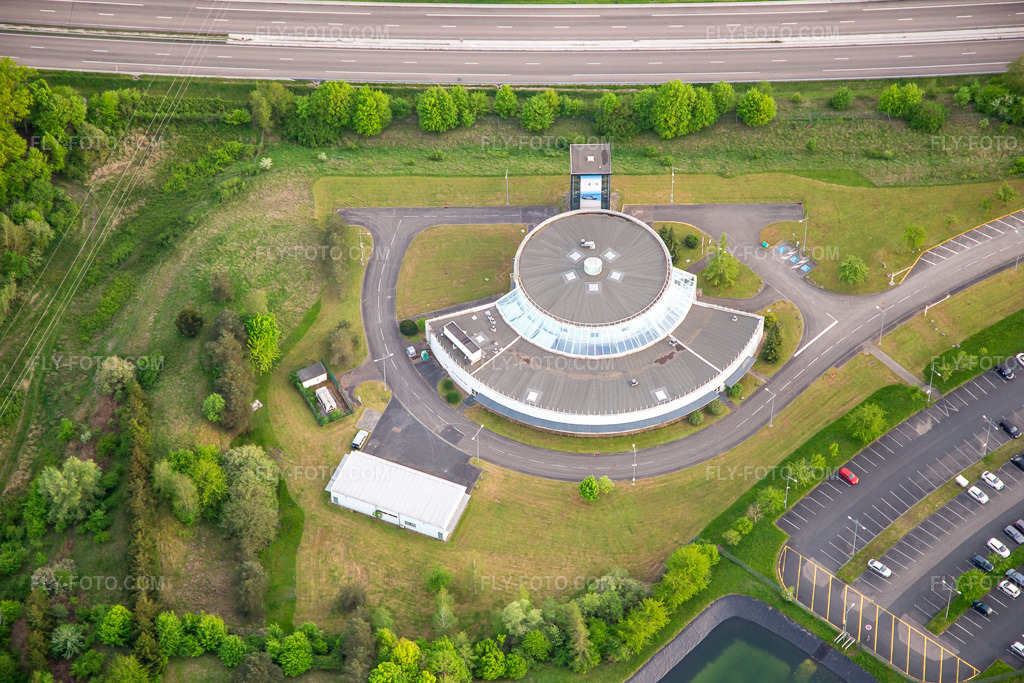 Aerial view: Ineos Communication Centre in Hambach in the state Moselle, France. – Photo: IMG_140502.jpg taken on 04/30/2024 by Werner Riehm/FLY-FOTO.com – Resolution of the original: 5472 x 3648 px