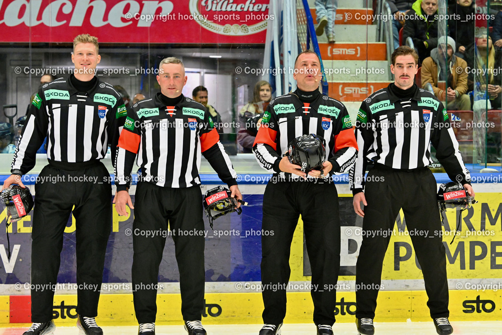 EC IDM WÄRMEPUMPEN VSV vs. Vienna Capitals | RIECKEN SIMON Referee, SCHAUER JAKOB Referee, SMETANA LADISLAV Referee, PUFF WOLFGANG Referee, EC IDM WÄRMEPUMPEN VSV vs. Vienna Capitals, EC IDM WÄRMEPUMPEN VSV vs. Vienna Capitals am 16.11.2025 in Villach (Stadthalle Villach), Austria, (Photo by Bernd Stefan)