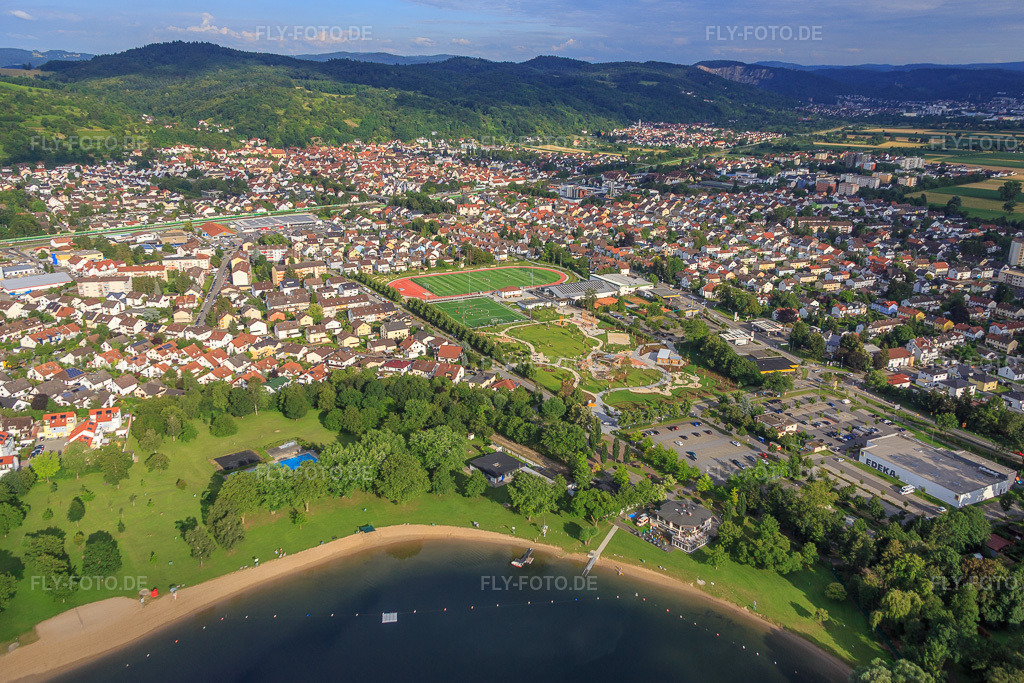 Luftbild: Freibad Wiesensee in Hemsbach im Bundesland Baden-Württemberg in Deutschland. Foto: IMG_090668.jpg vom 04.07.2016 durch Werner Riehm/FLY-FOTO.deFreibad Wiesensee - Stadt Hemsbach