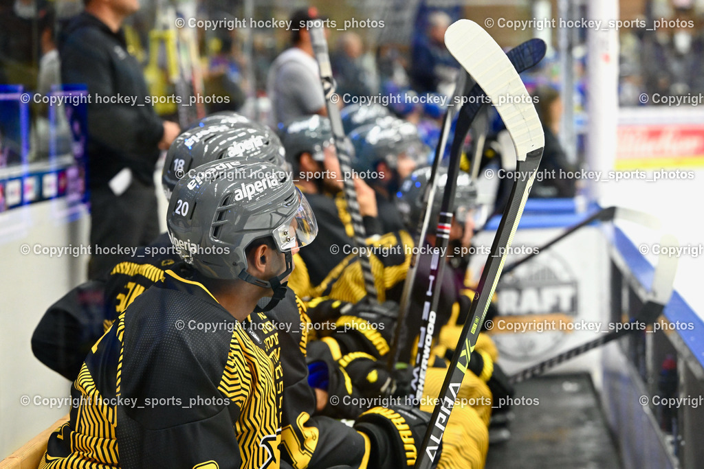 EC IDM Wärmepumpen VSV vs. HC Pustertal 8.9.2023 | Spielerbank HC Pustertal, Eishockey Image, HC Pustertal Helm, #20 ATWAL Arvin