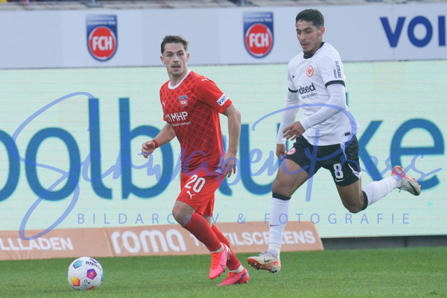 240224Ho1850 | Nikola Dovedan (FC Heidenheim), Fares Chaibi (Eintracht Frankfurt) - FC Heidenheim - Eintracht Frankfurt
Fussball Bundesliga, Saison 2023_24, 24. Spieltag, FC Heidenheim-Eintracht Frankfurt 
Deutschland, Heidenheim, Voith Arena, 02.03.2024

(DFL DFB REGULATIONS PROHIBIT ANY USE OF PHOTOGRAPHS as IAMGE SEQUENCES and or QUASI-VIDEO).

