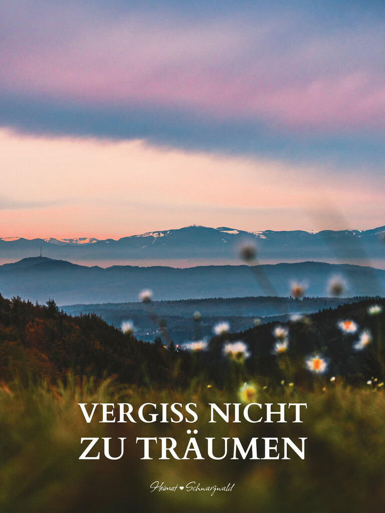 Edition “MOTIVATION” | Spruch: VERGISS NICHT ZU TRÄUMEN. Die Edition “MOTIVATION” bringt den Spirit des Schwarzwaldes zu Ihnen nach Hause. Wählen Sie Ihren Lieblingsspruch aus zehn unterschiedlichen Varianten. Perfekt für Ihr eigenes Zuhause oder als Geschenk für heimatverliebte Freunde.
 - Realisiert mit Pictrs.com