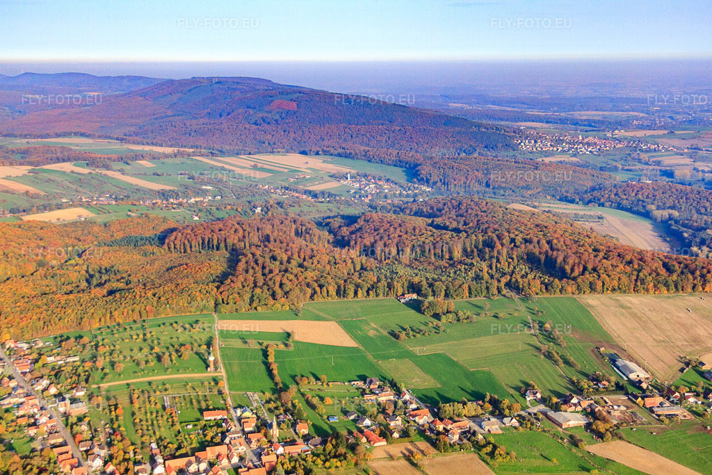 Vue aérienne: Rue des Vosges à Reichshoffen dans le département Bas Rhin, France – .Photo: IMG_54131.jpg prise le 21/10/2012 par Werner Riehm/FLY-FOTO.eu – Résolution de l'original: 4752 x 3168 px