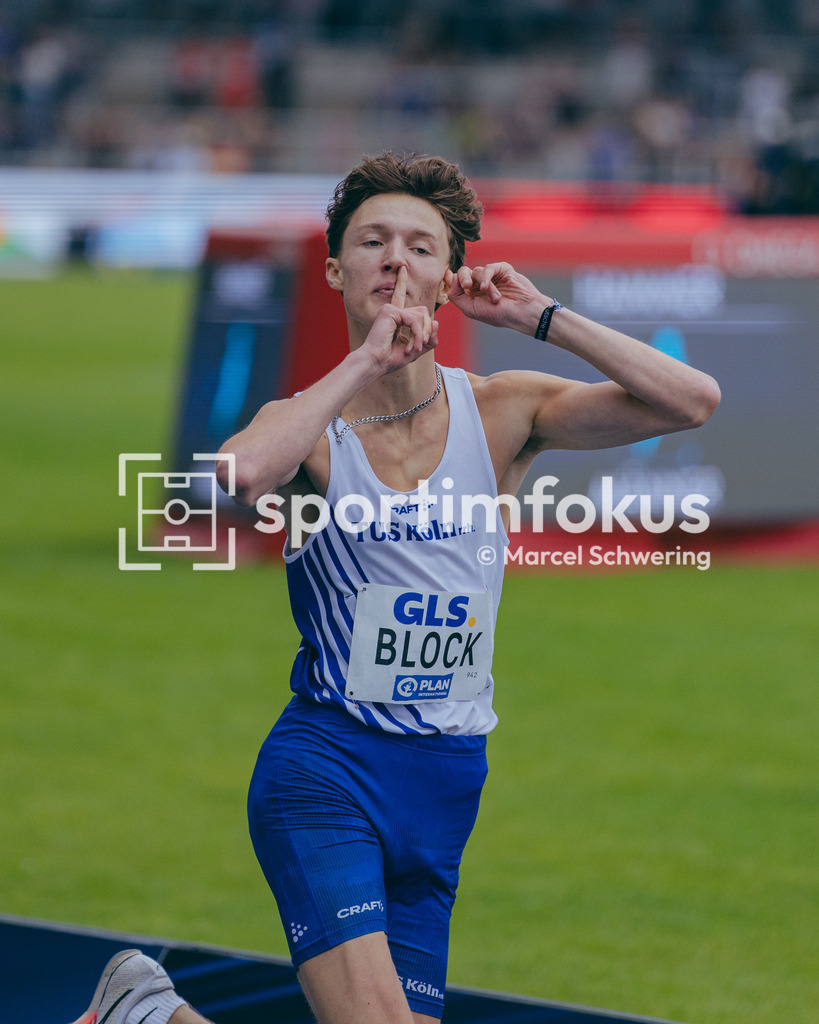 Deutsche Meisterschaften der Frauen und Männer 2026 | Lasse Block, TuS Köln rrh., 3x1000-Meter-Staffel, Deutsche Meisterschaften der Frauen und Männer 2026, Lohrheidestadion Bochum-Wattenscheid, 26.07.2026. Foto: Marcel Schwering / sportimfokus - Realisiert mit Pictrs.com