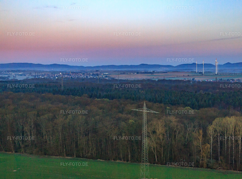 Luftbild: Otterbachniederung im Morgendunst in Kandel im Bundesland Rheinland-Pfalz in Deutschland. Foto: IMG_62952.jpg vom 20.03.2014 durch Werner Riehm/FLY-FOTO.de