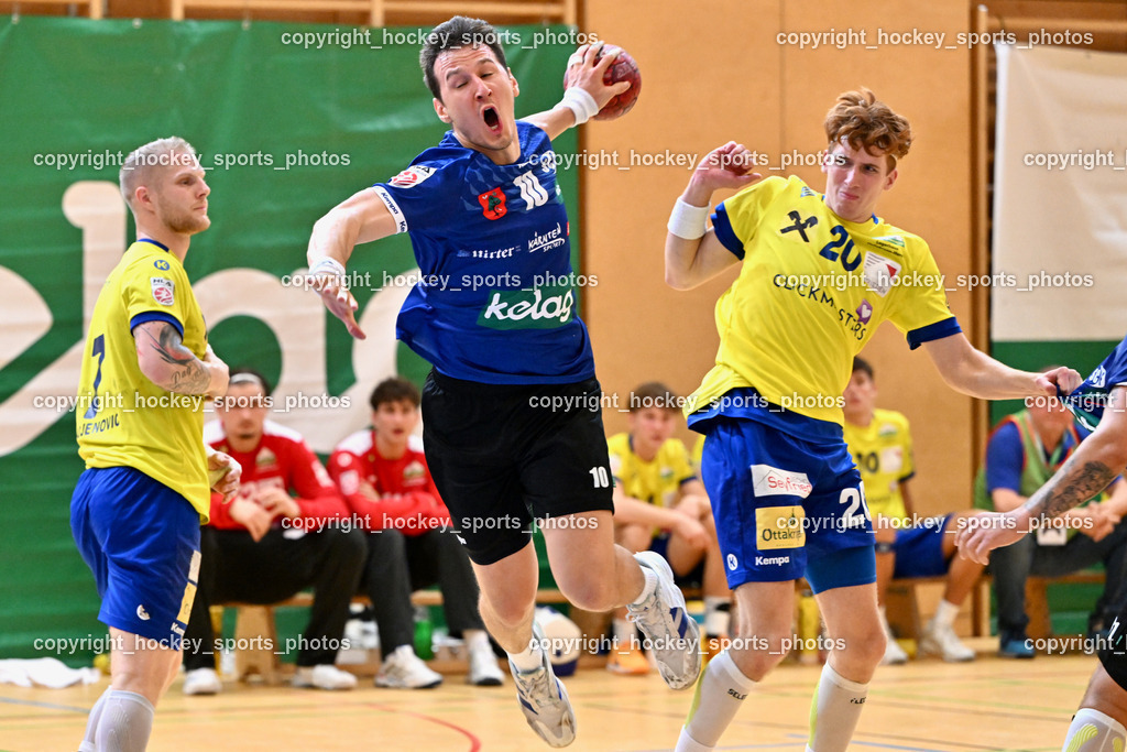 SC Ferlach vs. UHC Hollabrunn | #7 RADJENOVIC Rade UHC Hollabrunn, #10 Perkusic Toni SC Ferlach, #20 LORENZ Fabian UHC Hollabrunn, SC Ferlach vs. UHC Hollabrunn, SC Ferlach vs. UHC Hollabrunn am 20.09.2025 in Ferlach (Ballspielhalle Ferlach), Austria, (Photo by Bernd Stefan)