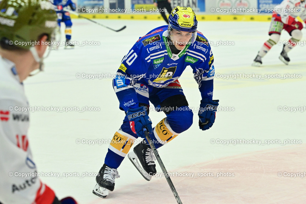 EC VSV vs. HC Bozen 16.2.2024 | #40 WALLENTA Elias,  EC VSV vs. HC Bozen 16.2.2024, EC VSV vs. HC Bozen 16.2.2024 am 16.02.2024 in Villach (Stadthalle Villach), Austria, (Photo by Bernd Stefan)