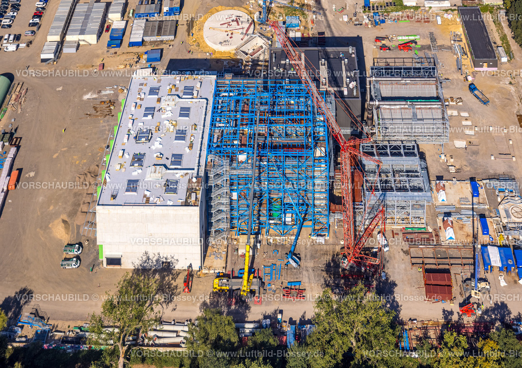 Dinslaken220806648 | Luftbild, Baustelle mit Neubau Holzheizkraftwerk an der Thyssenstraße, Averbruch, Dinslaken, Ruhrgebiet, Nordrhein-Westfalen, Deutschland