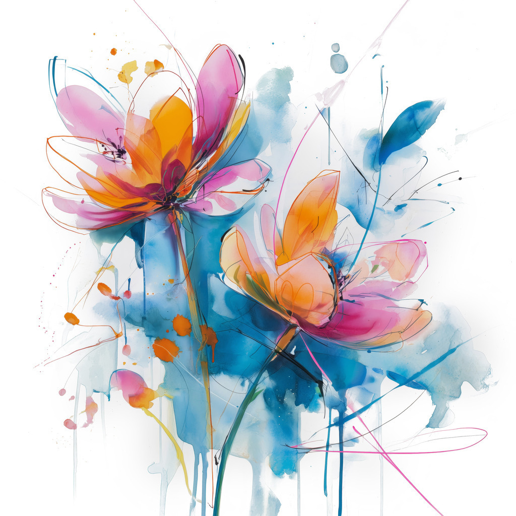 2606003 - Abstrakte Blumen | Abstraktes Blumenmotiv im Stil eines Aquarell-Gemäldes.
