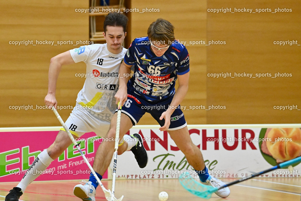 VSV Unihockey vs. IC Graz 17.12.2022 | #18 Leon Leitgeb, #66 Jakob Rainer