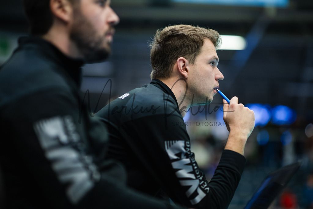 Volleyball, 1. Bundesliga Frauen, Hauptrunde, 8. Spieltag, Saison 2025/2026: USC Münster - Dresdner SC | 1. Bundesliga Frauen, Hauptrunde, 8. Spieltag, Saison 2025/2026, USC Münster empfängt Dresdner SC in der Sporthalle Berg Fidel in Münster. Foto: sportfotografie.ms | Markus Paletta - Realisiert mit Pictrs.com