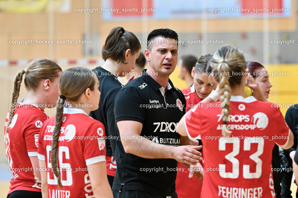 SC Ferlach vs. WAT Atzgersdorf | WAT Atzgersdorf Headcoach MILORADOVIC Danijel, #96 LAUTER Anna-Maria WAT Atzgersdorf, #33 FEHRINGER Lilly WAT Atzgersdorf, SC Ferlach vs. WAT Atzgersdorf, SC Ferlach vs. WAT Atzgersdorf am 12.05.2024 in Ferlach (Ballspielhalle Ferlach), Austria, (Photo by Bernd Stefan)