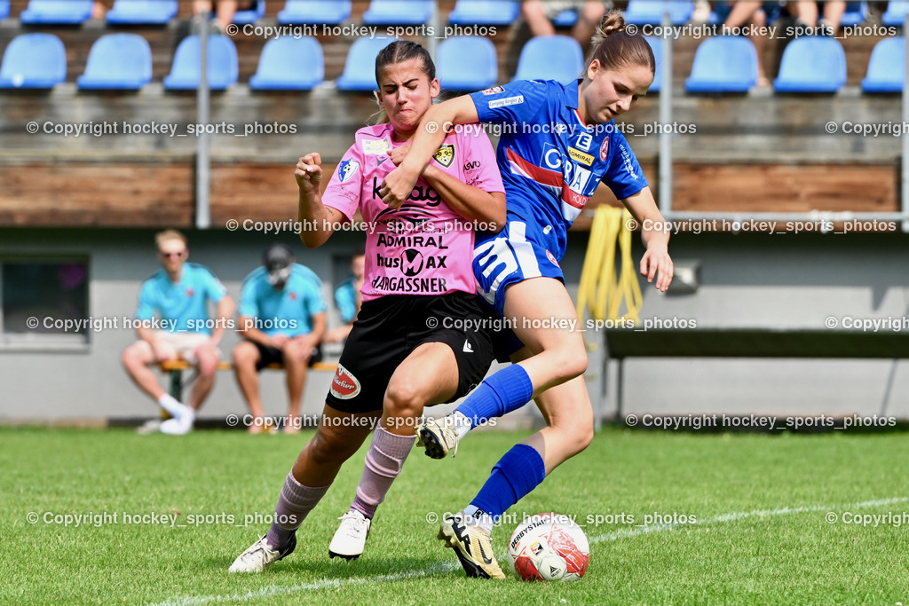 Carinthians Hornets vs. GAK 1902 Frauen | #9 Alicia Morgenstern Carinthians Hornets, #8 Marie Haiden GAK, Carinthians Hornets vs. GAK 1902 Frauen, Carinthians Hornets vs. GAK 1902 Frauen am 01.09.2024 in Sachsenburg (Sportplatz Sachsenburg), Austria, (Photo by Bernd Stefan)