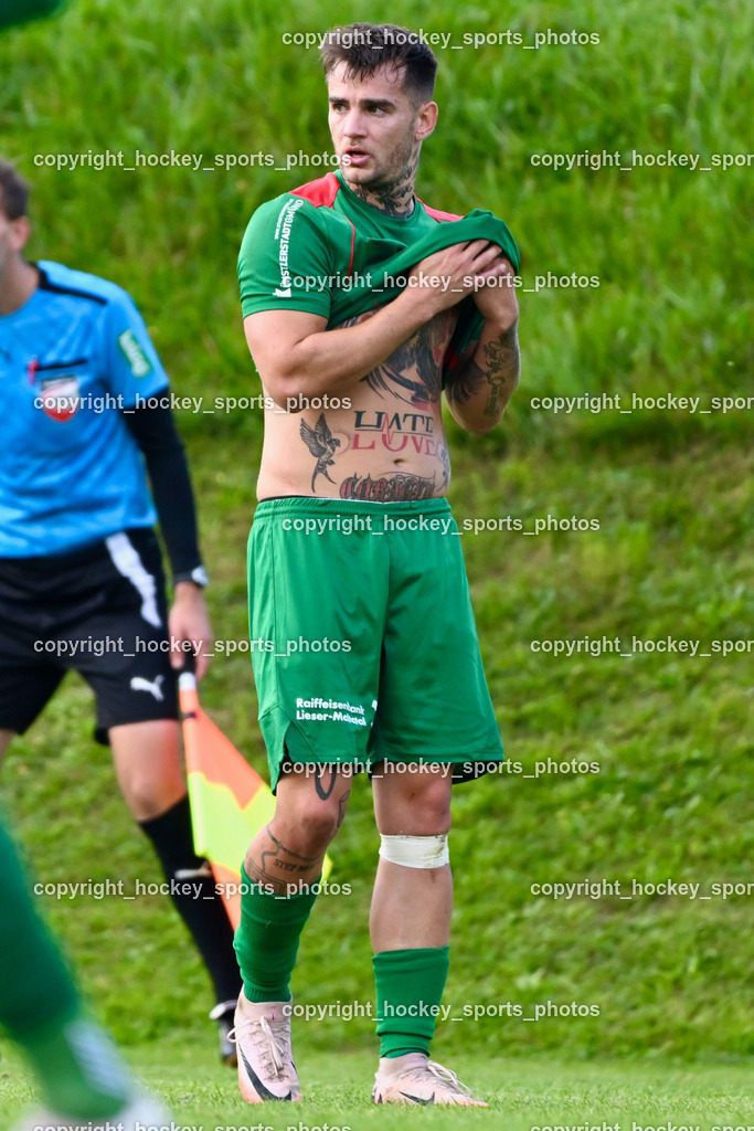 FC ASKÖ Gmünd vs. Union Matrei  | #7 Domen Potocnik FC Gmünd, Tattoo, FC ASKÖ Gmünd vs. Union Matrei , FC ASKÖ Gmünd vs. Union Matrei  am 21.09.2024 in Gmünd (Sportplatz Gmünd), Austria, (Photo by Bernd Stefan)