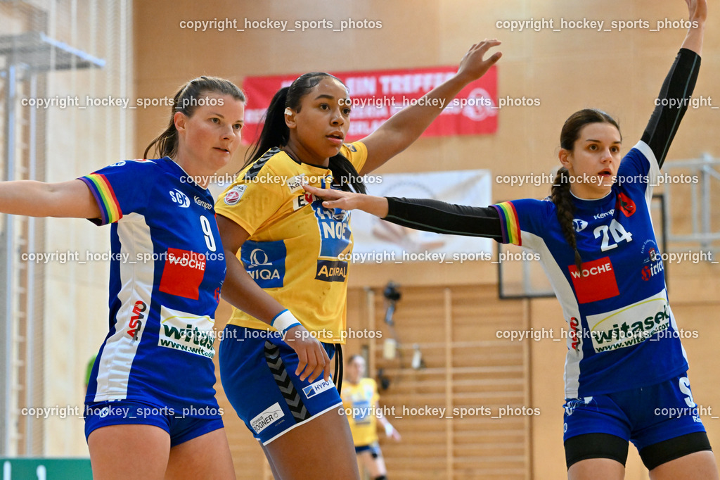 SC Ferlach Damen vs. Hypo Niederösterreich 18.11.2023 | #9 WUTTE, Anna Maria, #77 EGBAIMO Aurelie Timi, #24 Brezenci Lara